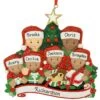 Personalized Biracial Family Of 6 Opening Gifts Resin Ornament -Holiday Decoration Store 1217468 web 1.default
