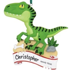 Personalized Green Raptor Resin Ornament