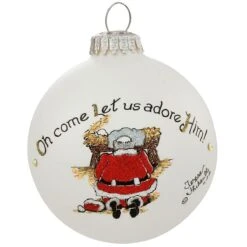 Oh Come Let Us Adore Him Santa Kneeling Heart Gifts Glass Ornament