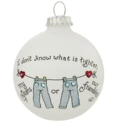 Jeans With Friendship Heart Gifts Glass Ornament