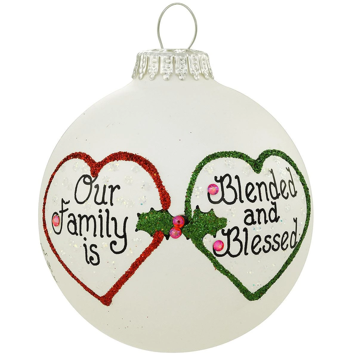 Our Family Is Blended And Blessed Heart Gifts Glass Ornament 3 Our Family Is Blended And Blessed Heart Gifts Glass Ornament