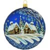 Round Medallion Sapphire Blue With Cabin Scene 4" Glass Ornament -Holiday Decoration Store 1219107 web 1.default