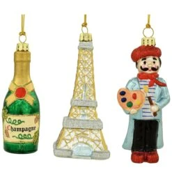 France Glass Ornament Box Set Of 3