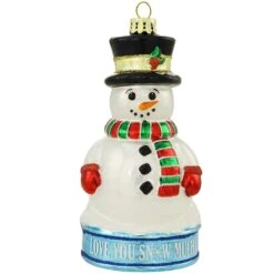Snowman Love You Snow Much Glass Ornament