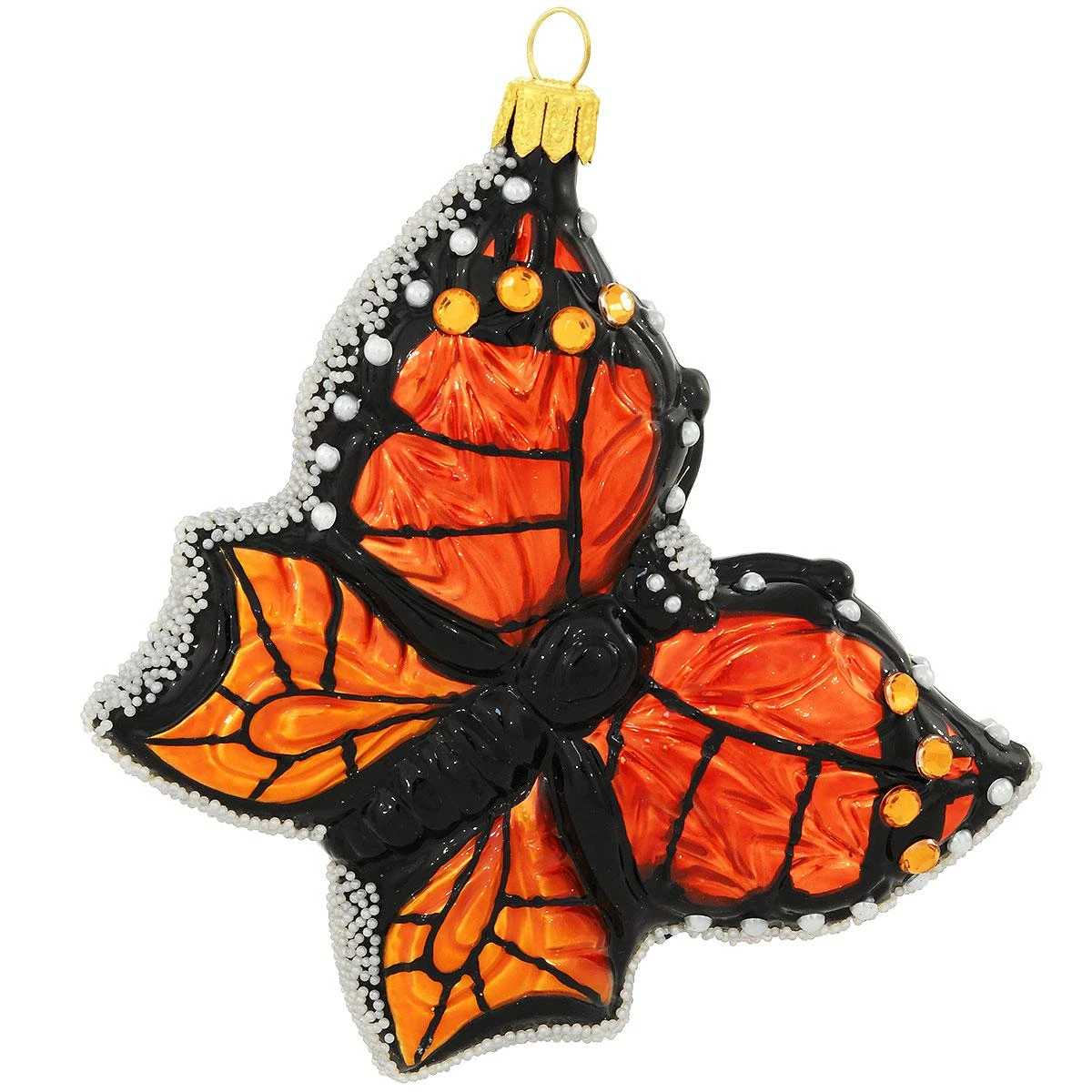 Monarch Butterfly Orange And Black Glass Ornament 3 Monarch Butterfly Orange And Black Glass Ornament