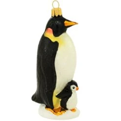 Emperor Penguins Glass Ornament