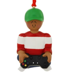 Personalized African American Male Playing Video Game Ornament -Holiday Decoration Store 1220208 web 2