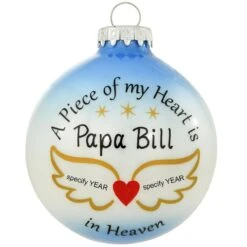 Personalized Piece Of My Heart Is In Heaven White Glass Ornament