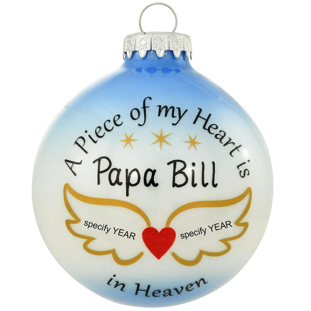 Personalized Piece Of My Heart Is In Heaven White Glass Ornament 3 Personalized Piece Of My Heart Is In Heaven White Glass Ornament