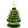 Vintage Green Ceramic Tree Ornament, Battery Operated