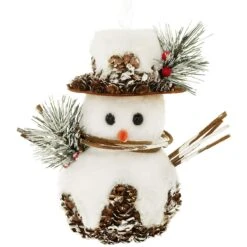 Pinecone Snowman 7” Ornament