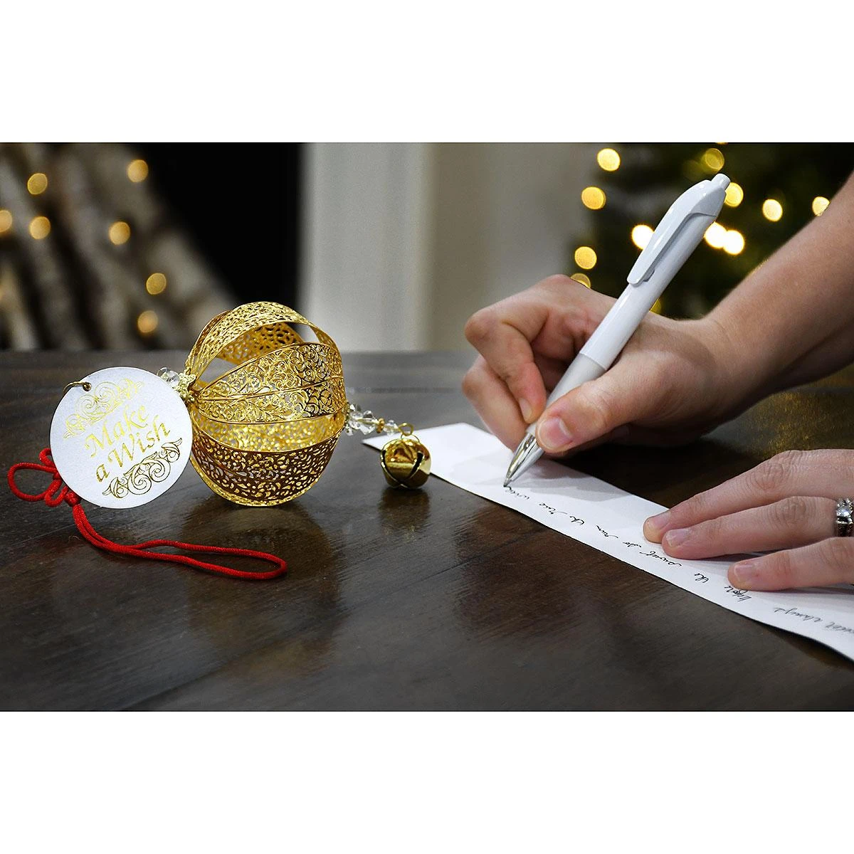 Wishing Bell Gold Metal Ornament With Message 4 Wishing Bell Gold Metal Ornament With Message - Image 2