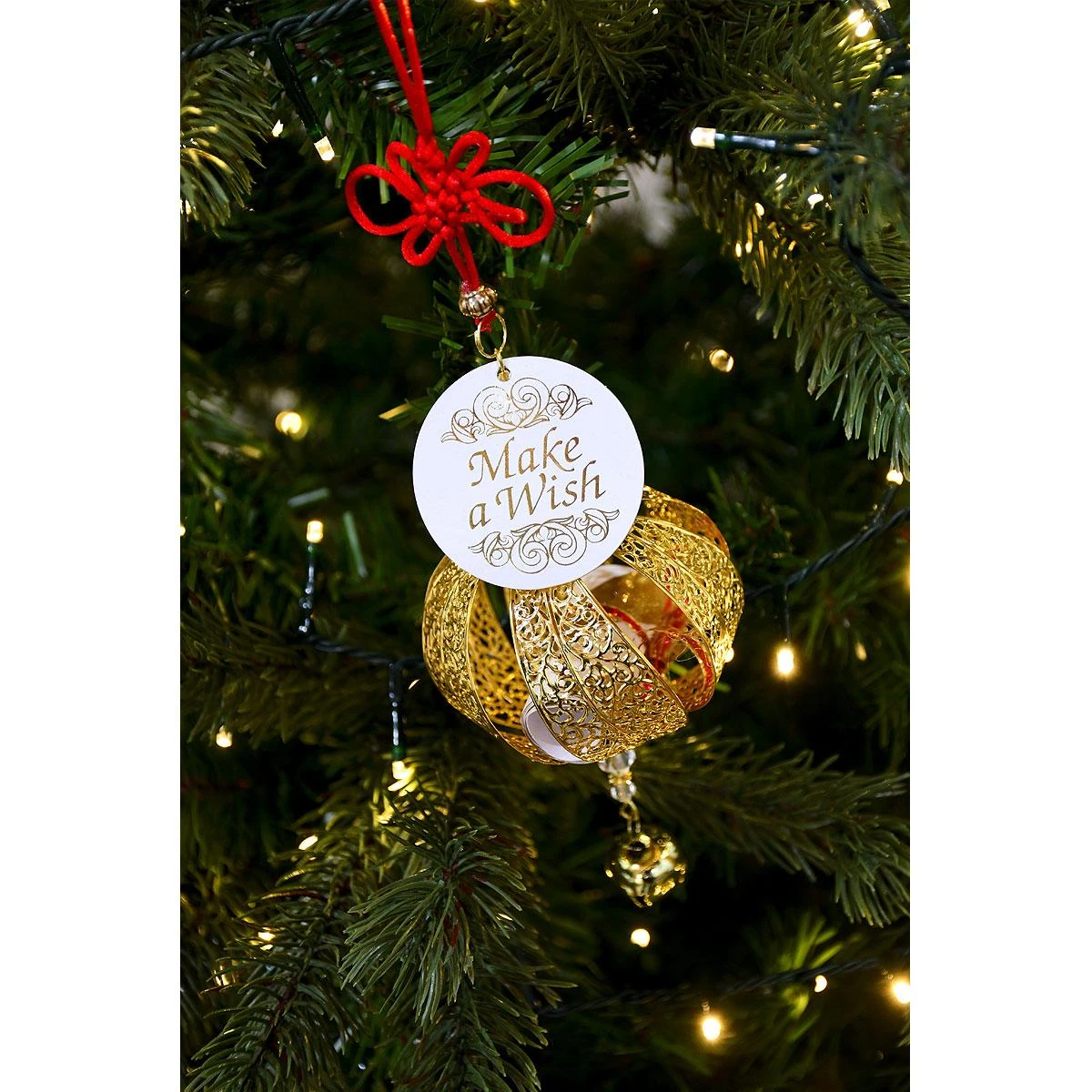 Wishing Bell Gold Metal Ornament With Message 6 Wishing Bell Gold Metal Ornament With Message - Image 4