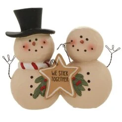 Snowman Couple With Christmas Cookie Resin Figure