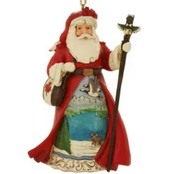 Canadian Santa Jim Shore Ornament With Totem Staff