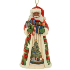 African American Jim Shore Santa With Gifts Ornament