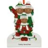 Personalized African American Family Of 3 Tangled In Lights Resin Ornament