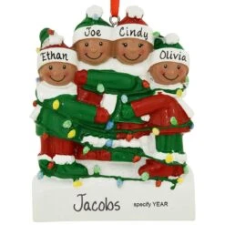 Personalized African American Family Of 4 Tangled In Lights Resin Ornament 6 Personalized African American Family Of 4 Tangled In Lights Resin Ornament -Holiday Decoration Store 1260117 web 2