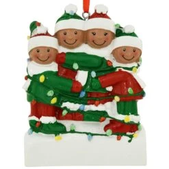 Personalized African American Family Of 4 Tangled In Lights Resin Ornament 7 Personalized African American Family Of 4 Tangled In Lights Resin Ornament -Holiday Decoration Store 1260117 web 3