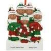 Personalized African American Family Of 5 Tangled In Lights Resin Ornament