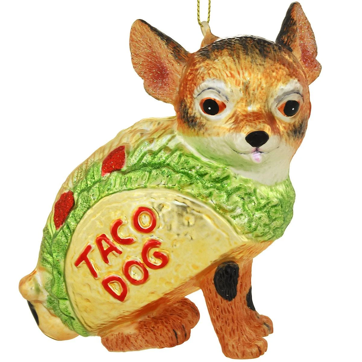 Chihuahua In Taco Glass Ornament 3 Chihuahua In Taco Glass Ornament