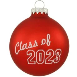 Class Of 2023 Red Satin Glass Ornament