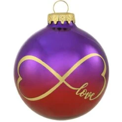 Personalized Infinity Love Heart 2 Tone Purple And Red Glass Ornament -Holiday Decoration Store 1260279 web 3