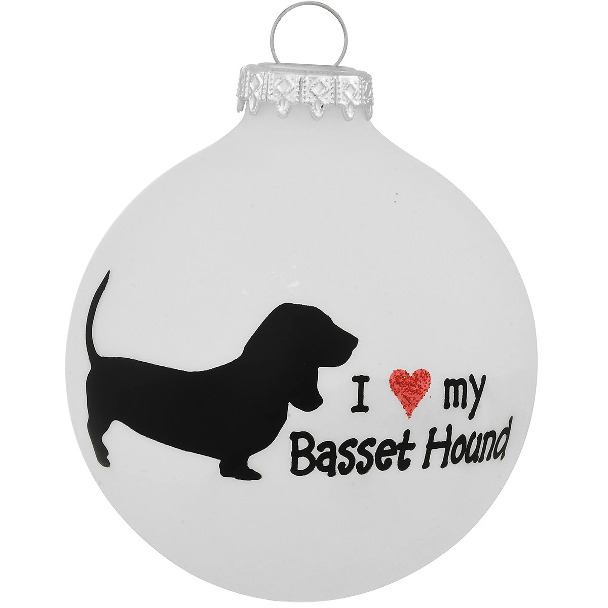 Personalized Love My Basset Hound Glass Ornament 4 Personalized Love My Basset Hound Glass Ornament - Image 2
