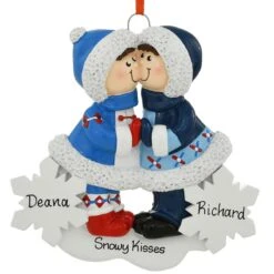 Personalized Snow Kisses Resin Ornament