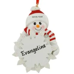 Personalized Snowman Holding Snowflake Resin Ornament