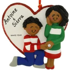 Personalized Marry Me African American Couple Resin Ornament