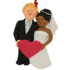Wedding Couple, Male With Blonde Hair And African American Female Resin Ornament -Holiday Decoration Store 1260305 web 2