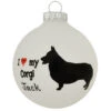 Personalized Love My Corgi Glass Ornament