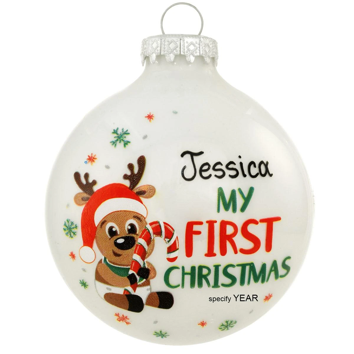 Personalized My 1st Christmas Reindeer Glass Ornament 3 Personalized My 1st Christmas Reindeer Glass Ornament