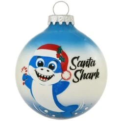 Santa Shark 3-Tone Glass Ornament