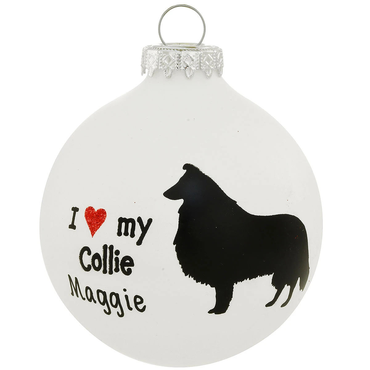 Personalized Love My Collie Glass Ornament 3 Personalized Love My Collie Glass Ornament