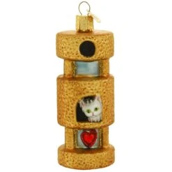 Cat Tower Glass Ornament