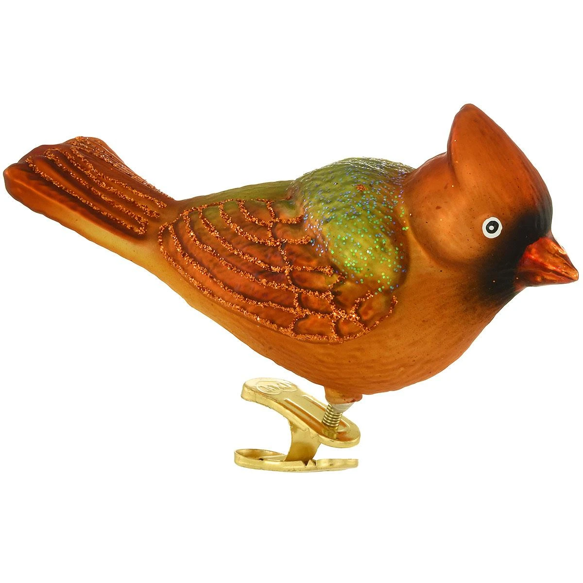 Gentle Cardinal Glass Clip-On Bird Ornament 3 Gentle Cardinal Glass Clip-On Bird Ornament