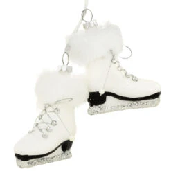 Fur-Trimmed Ice Skates Glass Ornament