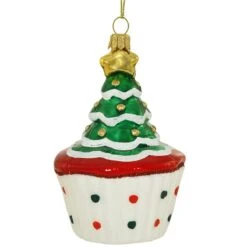 Cupcake With Christmas Tree Ornament
