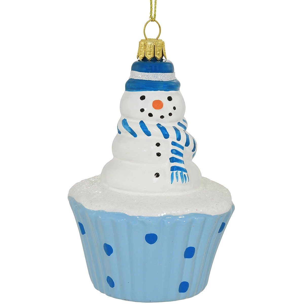 Cupcake With Snowman Glass Ornament 3 Cupcake With Snowman Glass Ornament