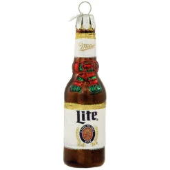 Holiday Miller Lite Beer Bottle Glass Ornament