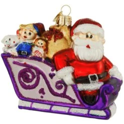Santa And Friends Rudolph Glass Ornament