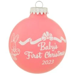 Baby's First Christmas 2023 Pink Glass Ornament