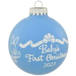 Baby's First Christmas 2023 Blue Glass Ornament