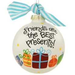Friends Are The Best Presents 4 Inch Glass Ornament