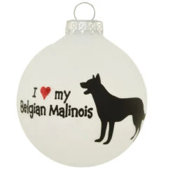 Personalized I Love My Belgian Malinois Glass Ornament -Holiday Decoration Store 1261132 web 2