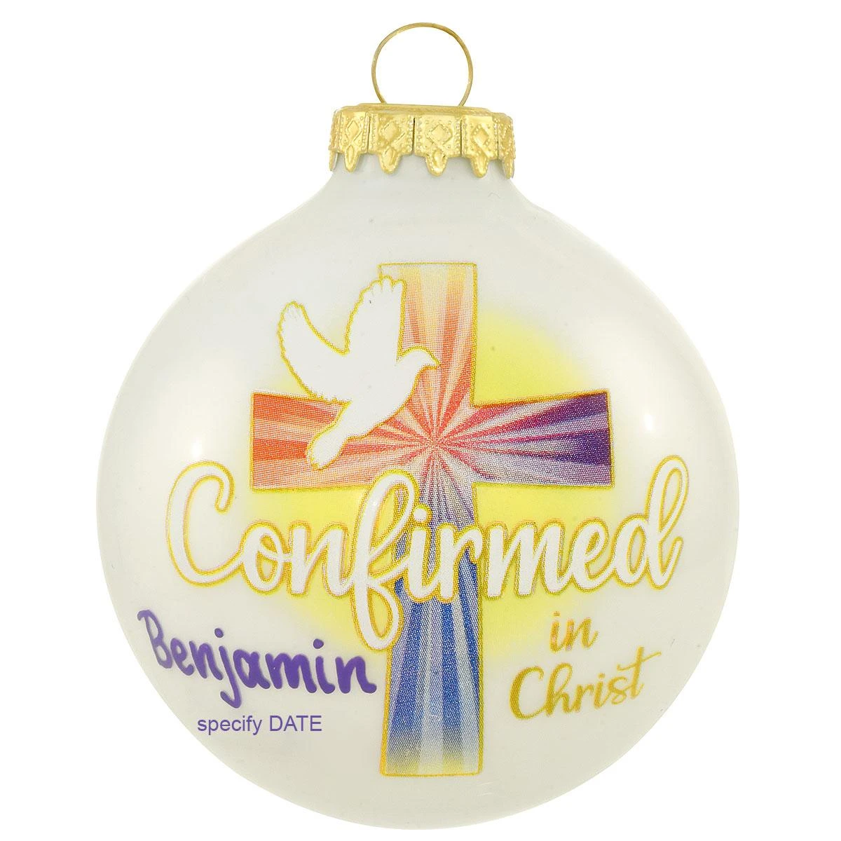 Personalized Confirmed In Christ 3 Inch Glass Ornament 3 Personalized Confirmed In Christ 3 Inch Glass Ornament