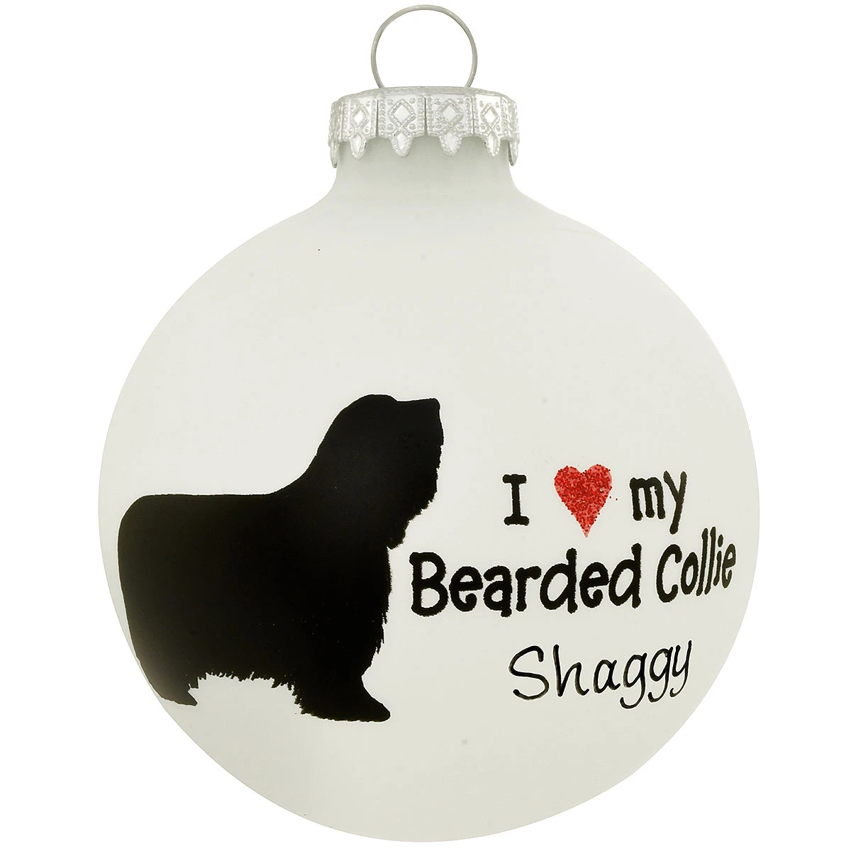 Personalized Love My Bearded Collie Glass Ornament 3 Personalized Love My Bearded Collie Glass Ornament
