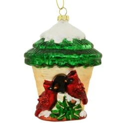 Birdhouse With Cardinals 4.25 Inch Ornament